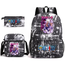 One Piece Luffy Anime Print School Backpack Set 3-in-1 Shoulder Bag Pencil Case for Boys Girls Kids Bookbag