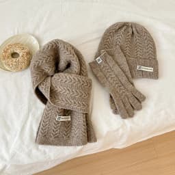Winter Warm Knitted Hat Scarf Gloves Women's Windproof Adult Three-piece Set Scarves Solid Color Fashion Korean Hats for Women