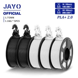 JAYO Updgrade 2.0 PLA+ 3D Filament 1.75mm PLA Plus 3D Printer Filament Neatly Wound 3D Filament PLA For FDM 3D Printer 5 Rolls