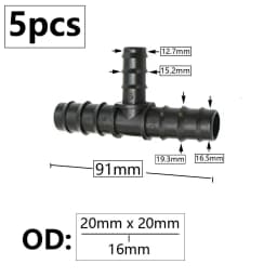 5pcs 16/20/25mm PE Pipe Barb Connector Straight Tee Elbow Plug Garden Water Hose Reducing Splitter Joint Drip Irrigation System