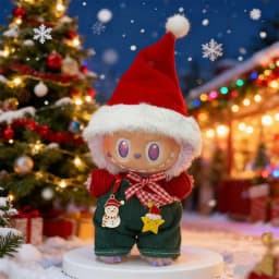 Doll Clothes for 15-17CM Labubu Clothing Merry Christmas Hat Scarf Elk Snowman Set Mini Plush Doll Accessory New Year Dress Gift