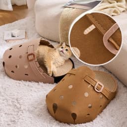 Slipper‑Style Cat Bed Sisal Scratching Pad Cat Beds Semi Enclosed Creative Breathable Kitten Beds Funny Anti Scratch Puppy House