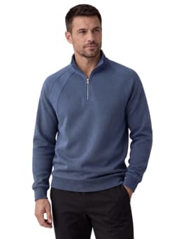 AIOPESON Half Zip Cotton Blend Sweatshirts Stand Collar Ribbed Cuffs Raglan Sleeve Casual Sports Men Autumn Winter Warm Pullover