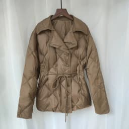 Schinteon Women White Duck Down Double Breasted Jacket Argyle Autumn Winter Outwear Office Lady Turn-down Collar Slim Coat 2026