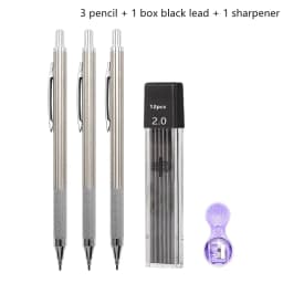Full Metal 2.0 mm Mechanical Pencils Leads Set for Art Drawing Painting Color 2B Automatic Pencils Office School Pens Supplies