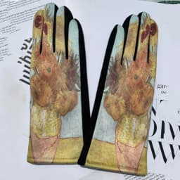 Women Autumn Winter Keep Warm Touch Screen Oil Painting Literary Fashion Personality Gloves Elasticity Drive Cycling Retro Opera