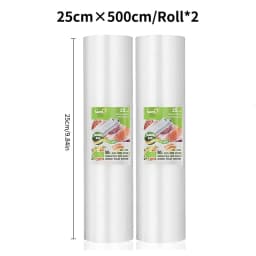2 rolls of 500cm long textured rolls, vacuum compressed bags, single-sided mesh food vacuum packaging rolls, 2 packs