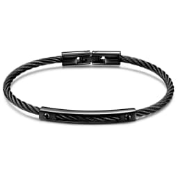 Trendy Braided Wire Bracelet with Metal Bar Accent - Durable Magnetic Lock Jewelry for Men & Women