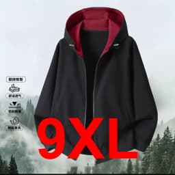 Zippered Hoodie Jacket Men 10XL 11XL Plus Size Hoodies Fashion Casual Solid Color Hoodies Male Spring Autumn