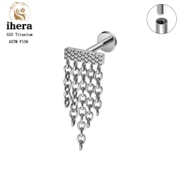 ASTM F136 Titanium Ear Cartilage Earrings Internal Thread 16G Hidden Helix Stud CZ Drape Chain Flat Back Tragus Piercing Jewelry