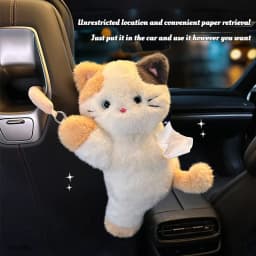 1Pc Cartoon Cat Car Tissue Box Creative Doll Universal Car Hanging Pumping Box Cute Plush Vehicle Tissue Case Paper Hanging Bag