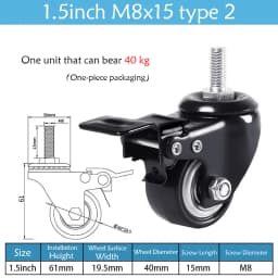 1.5-5 Inch Polyurethane Swivel Caster M6/M8-M12 Screw For Furniture Wheel Caster Wheels 360° Caster Wheel Industrial With Brake