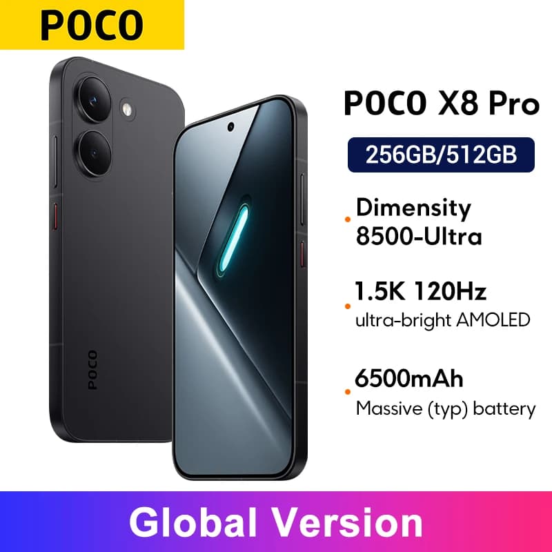 POCO X8 Pro Global Version Dimensity 8500-Ultra 6500mAh battery 6.59" 1.5K Smartphone 120Hz AMOLED display 50MP