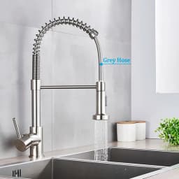 Spring Brushed Nickel Kitchen Faucet Deck Mounted Mixer Tap 360 Degree Rotation Stream Sprayer Nozzle Kitchen Sink Hot Cold Taps