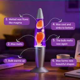 16 Inch Lava Lamp with 25W Bulb, Silver BaseLiquid Motion Lamp, Orange Wax Purple Liquid Magma Lamp, Standard Plug Vintage Decorative Night Light for Bedroom Office Gift