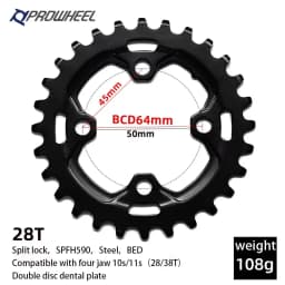 PROWHEEL MTB Sprocket 104/64BCD Double Sprockets 26T 28T 36T 38T Mountain Bike Chainring 10S/11S Compatible MTB Crankset