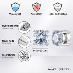 Punk Round Zircon Magnetic Ear Studs Clips Non Piercing Stainless Steel Small Earrings for Women Men Fashion Jewelry 