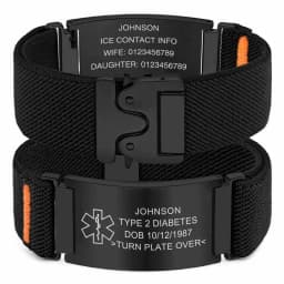 Personalized Medical Alert Bracelet for Men Customized Elastic Strap Stainless Steel Medical ID Bracelets Engraved Medic Info