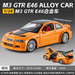 1:24 M3 GTR E46 Racing Alloy Metal Diecast Model Car Sound and Light Pull Back Collectibles Hobby Birthday