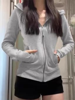 New Korean Fashion Solid Slim Coat Woman Long Sleeve Autumn Retro Design Hooded Sweatshirts Female Casual Sports Warm Outfits