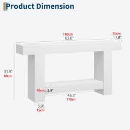 120cm/160cm Long Farmhouse Wooden Console Table 2-Tier Large Sofa Table with Storage for Living Room Entryway Entry Hallway