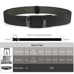 KOLBER New Reversible Belt for Men Alloy Silver Automatic Buckle Casual Belt Tight Nylon Outdoor Work Belt Black Waistband Male