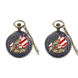 Classic American Presidential Torch Eagle Free Design Pocket Watch for Men and Women Vintage Quartz Arabic Numerals