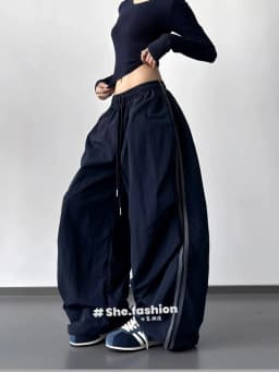 2026 Spring and Autumn Casual Work Pants Side Striped Athletic Style Loose Wide Leg Pants