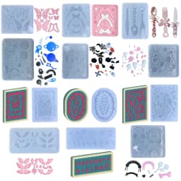 Resin Shaker Mold Flowers Small Flexible Pendant for Keychain Hollow Silicone Mold Epoxy Jewelry Making Pendant Quicksand Mould