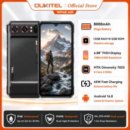 OUKITEL WP68 Air 5G Rugged Smartphone 36GB RAM 512GB ROM 8000mAh Battery 6.88" 120Hz Display Dimensity 7025 Android 16.0