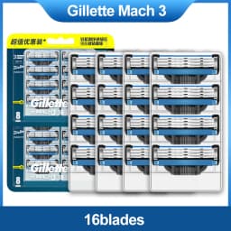 Gillette Mach 3 Shaver Head Razor Refills Cartridges with Lubstrips 3 Layers Blades Fast Smooth Cutting Men's Beard Face Care