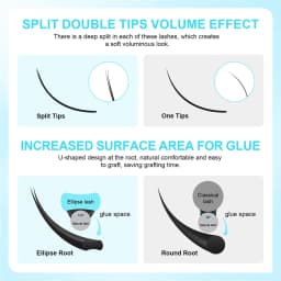NAGARAKU Premium Matte Ellipse Eyelashes Split Tips Ellipse Shape Natural Light Faux Ellipse Eyelashes Dark Black Lashes