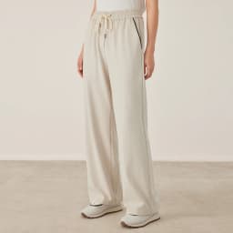 KW7523321 Women's Wide Leg Cotton Blend Pants Drawstring Elastic Waist Trousers with Side Pockets