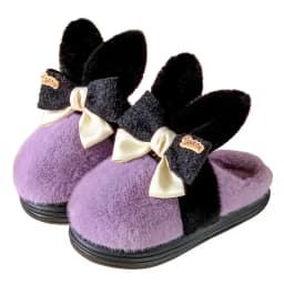 8 cm High Platform Furry Slippers Women's Winter Fluffy Ear Home Shoes Woman White Bunny Rabbit Slippers Woman House Clog Shoes