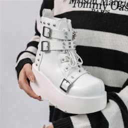 New Gothic Style Platform Vampire Cosplay Women Mid-calf Boots 2024 Winter Wedges Comfy Women Motorcycle Boots Shoes