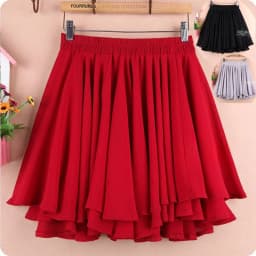 Women's A-Line Skirt Flared Chiffon Half-length Base Layer High Waist Summer plus Size Commute Korean Style Pure Color