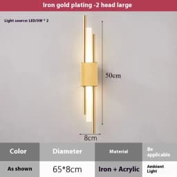 Modern led wall light Wall Lamps Black And Bronze Brass Gold Metal Acrylic Pipe LED wall lamps for living room Wall Sconce