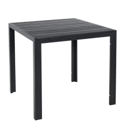 Garden Table Aluminum +Wood-plastic WPC, Dining Table, Bistro Balcony Patio Table,Heat and Weather Resistant,Non-slip,75cm,Black