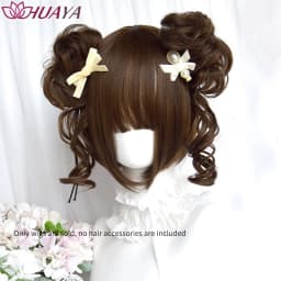 Long Wave Cosplay Wig with Double Ponytail For Women Daily Party Lolita Synthetic Wigs Gold/Chocolate Heat Resistant Hair