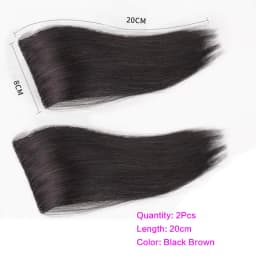 2Pcs Synthetic Short Straight Pad Invisible Hair Extension Lining of Hair Top Side Cover Hairpiece for Women