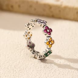 MODIAN 925 Sterling Silver Original Design Four Leaf Clover Heart CZ Eternity Band Stackable Fashion Ring For Women Fine Jewelry