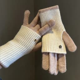 Winter Women's Exposed Finger Touch Screen Warm Long Short Dual-Use Cycling Student Color Blocked Knitted Yarn Gloves