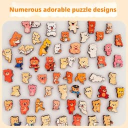 Cartoon Bear Jigsaw Puzzle Desktop Ornament Creative And Adorable Cat And Dog Colourful Wooden Decorative Figurines Home Decor