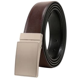 Men's Portfolio Patterned Plaque Leather Reversible Belt (Sizes 85cm-160cm)