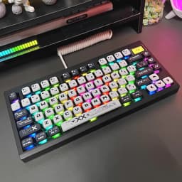 Pudding Keycap Set PBT+PC 125 Key Four Sided Transparent Anime Theme Keycap Compatible with Mechanical Keyboard 61/75/87/104