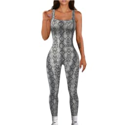 Wmstar Women Printed Sleeveless Bodysuit Threaded Square Neck Open Back Hip Lifting Slim Fit Jumpsuit Wholesale Dropshipping