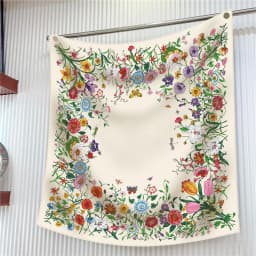 Silk Scarf Women Trees Printed Square Scarves Head Echarpes Silk Foulards Femme Wraps Beach Shawls Bandana Lady Hijabs 90CM