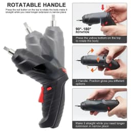 Portable Electric Screwdriver Cordless 2 in 1 Rotated 90 Degrees Rechargeable Screwdriver with LED for Home Office DIY Tools