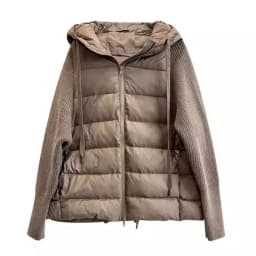 Autumn Winter Solid Color Hooded Cotton Coat 2025 New Casual Warm Knitting Cardigan Cotton Jacket Korean Fashion Women Outwear