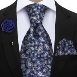 Peacock Blue Floral Print 2-Piece Tie & Pocket Square Set for Men Wedding Business Casual Stylish Accessories